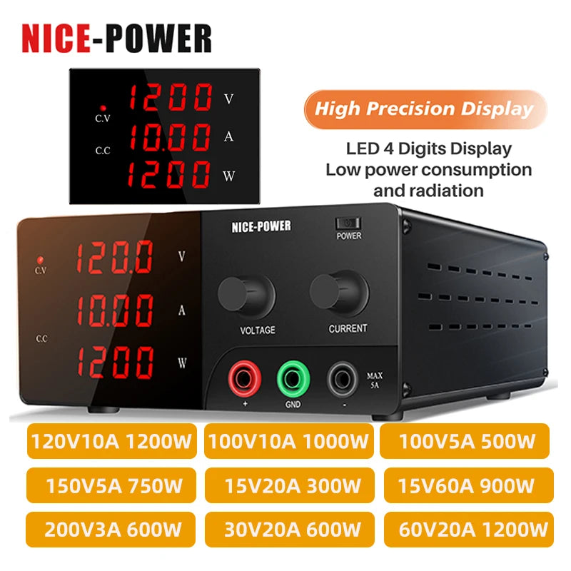 High Power Bench Power Supply Adjustable 120V 10A 100V 150V 200V 3A 5A 15V 20A 40A 60A 30V 20A 30A 60V20A 300W-1200W