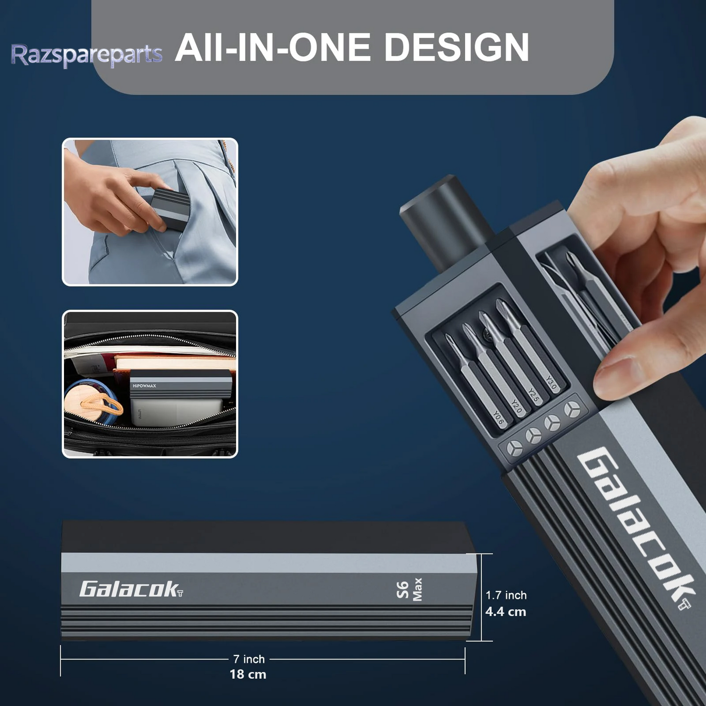 Galacok 49 in 1 Cordless Electric Screwdriver Set with S2 Magnetic Bits 5 Torque Settings Multi-Function Precision Power Tool