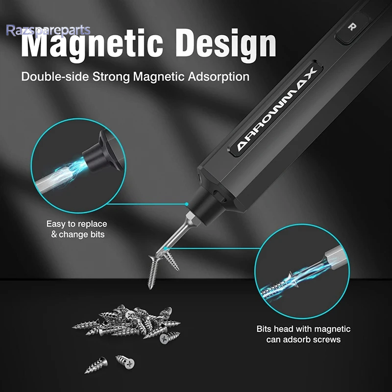 ARROWMAX Mini Electric Screwdriver Set 28 in 1 Magnetic Precision Bits (SES Mini Black) Rechargeable Cordless Screwdriver Kit