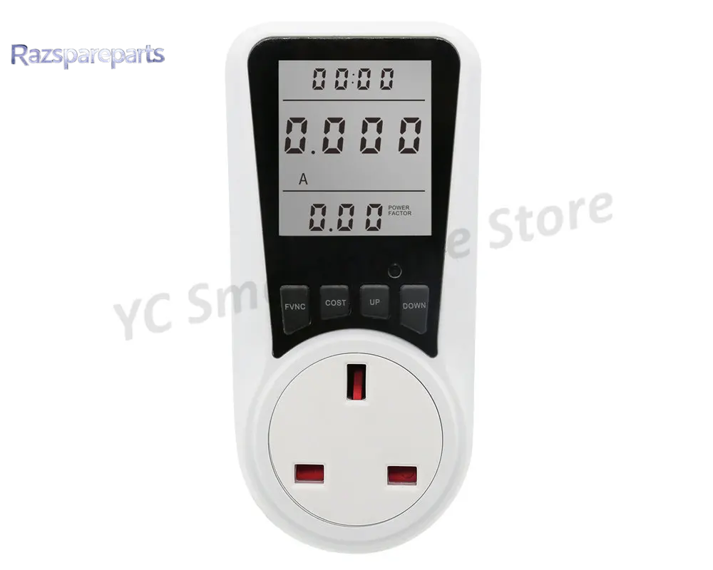 Digital Energy Meter Socket Wattmeter for Electricity Consumption Monitoring, EU US UK AU BR FR Plug-In Power Meter