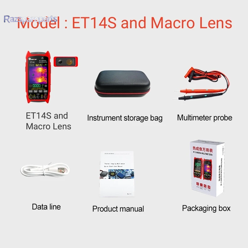 TOOLTOP ET14S 2.8Inch Thermal cam  AC/DC Current Voltage Multimeter ISR 240X240 IR Camera Pipeline Heating Electronic Inspect